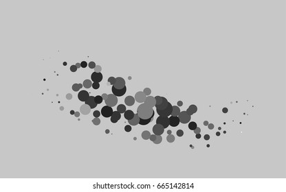 Dark Silver, Gray vector modern geometrical circle abstract background. Dotted texture template. Geometric pattern in halftone style with gradient. 