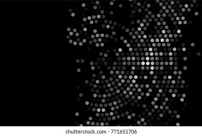 Dark Silver, Gray vector modern geometrical circle abstract background. Dotted texture template. Geometric pattern in halftone style with gradient. 