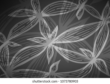 Dark Silver, Gray vector natural abstract pattern. Ethnic elegant natural pattern with gradient. The pattern can be used for coloring books and pages for kids.
