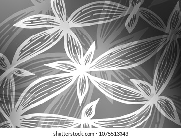 Dark Silver, Gray vector natural abstract background. Doodles on blurred abstract background with gradient. The pattern can be used for coloring books and pages for kids.