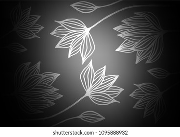 Dark Silver, Gray vector natural elegant texture. Doodles on blurred abstract background with gradient. The pattern can be used for coloring books and pages for kids.