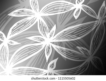 Dark Silver, Gray vector natural elegant template. Shining colored illustration with doodles in Zen tangle style. The textured pattern can be used for website.