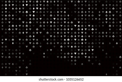 Dark Silver, Gray vector pattern with symbol of cards. Colored illustration with hearts, spades, clubs, diamonds. Pattern for leaflets of poker games, events.