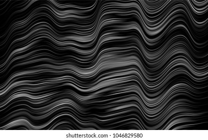 Dark Silver, Gray vector pattern with bent ribbons. Shining illustration, which consist of blurred lines, circles. A completely new marble design for your business.