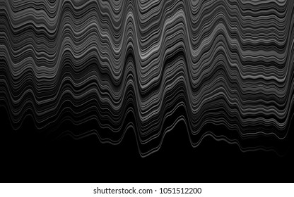 Dark Silver, Gray vector pattern with lines, ovals. Blurred geometric sample with gradient bubbles.  The template for cell phone backgrounds.