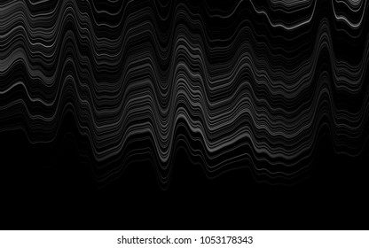 Dark Silver, Gray vector pattern with lines, ovals. Blurred geometric sample with gradient bubbles.  Marble style for your business design.