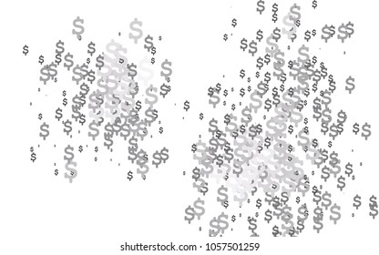 Dark Silver, Gray vector pattern with symbols of dollars. Colored symbols of USA money with gradient on white background. Template can be used as a background for ads of markets, loans.