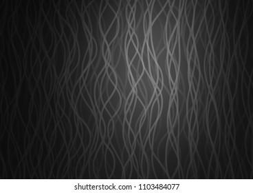 Dark Silver, Gray vector pattern with curved circles. Glitter abstract illustration with wry lines. Textured wave pattern for backgrounds.