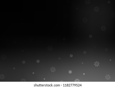 Dark Silver, Gray vector pattern with christmas snowflakes. Glitter abstract illustration with crystals of ice. The pattern can be used for new year ad, booklets.