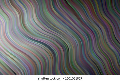 Dark Silver, Gray vector pattern with curved circles. Glitter abstract illustration with wry lines. Brand new design for your ads, poster, banner.