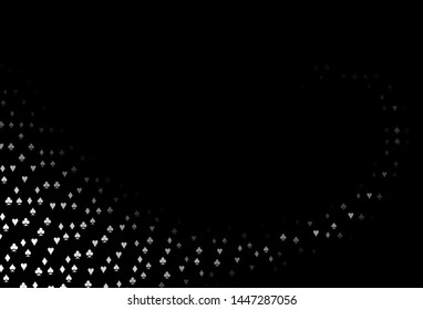 Dark Silver, Gray vector pattern with symbol of cards. Shining illustration with hearts, spades, clubs, diamonds. Template for business cards of casinos.