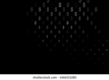 Dark Silver, Gray vector pattern with dollar, USD, usa. Colored symbols of all currency on white background. Smart design for your business advert of economic, wealth.