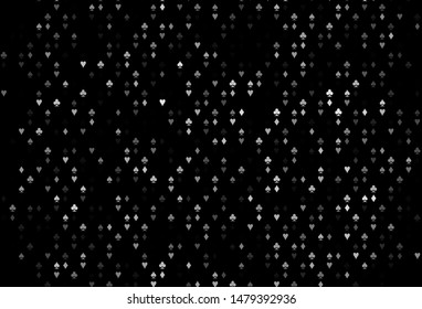 Dark Silver, Gray vector pattern with symbol of cards. Colored illustration with hearts, spades, clubs, diamonds. Smart design for your business advert of casinos.