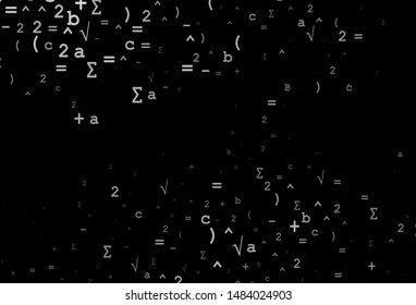 Dark Silver, Gray vector pattern with arithmetic signs. Abstract illustration with colored algebra signs. Pattern for school, grammar websites.