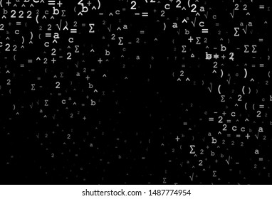 Dark Silver, Gray vector pattern with arithmetic signs. Modern geometrical illustration with numerals. Pattern for ads, poster, banner of books.