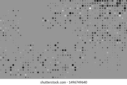 Dark Silver, Gray vector pattern with spheres. Glitter abstract illustration with blurred drops of rain. Design for posters, banners.