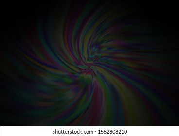 Dark Silver, Gray vector pattern with lines, ovals. Blurred geometric sample with gradient bubbles.  Textured wave pattern for backgrounds.
