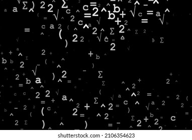 Dark Silver, Gray vector pattern with arithmetic signs. Abstract illustration with colored algebra signs. Template for cell phone backgrounds.