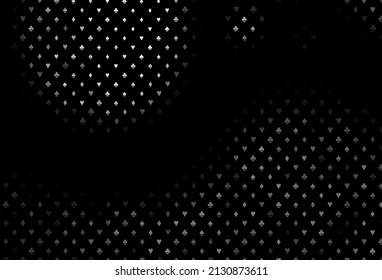 Dark silver, gray vector pattern with symbol of cards. Blurred decorative design of hearts, spades, clubs, diamonds. Pattern for booklets, leaflets of gambling houses.