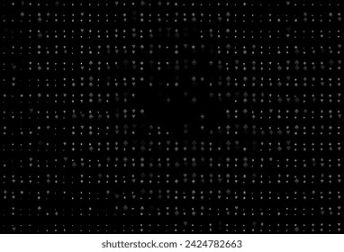Dark Silver, Gray vector pattern with symbol of cards. Colorful gradient with signs of hearts, spades, clubs, diamonds. Design for ad, poster, banner of gambling websites.