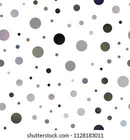 Dark Silver, Gray vector seamless cover with spots. Illustration with set of shining colorful abstract circles. New design for ad, poster, banner of your website.