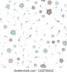 Dark Silver, Gray vector seamless hand painted texture. Colorful abstract illustration with leaves in doodle style. New template for your business design.
