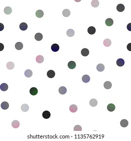 Dark Silver, Gray vector seamless texture with disks. Glitter abstract illustration with blurred drops of rain. Completely new template for your brand book.