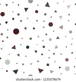 Dark Silver, Gray vector seamless cover in polygonal style with circles. Illustration with set of colorful circles, triangles. Pattern for trendy fabric, wallpapers.