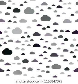 Dark Silver, Gray vector seamless pattern with clouds. Illustration in abstract style with colorful clouds. Design for textile, fabric, wallpapers.