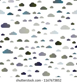 Dark Silver, Gray vector seamless texture with cloudy sky. Colorful illustration with abstract clouds. Pattern for design of fabric, wallpapers.