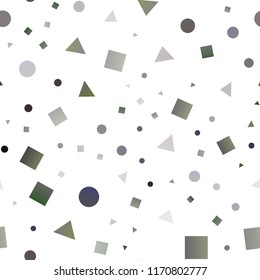 Dark Silver, Gray vector seamless background with triangles, circles, cubes. Illustration with set of colorful circles, triangles, squares. Pattern for trendy fabric, wallpapers.