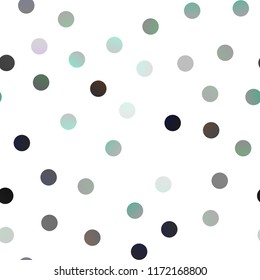 Dark Silver, Gray vector seamless cover with spots. Blurred bubbles on abstract background with colorful gradient. Pattern can be used as texture of water, rain drops.