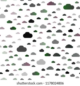 Dark Silver, Gray vector seamless pattern with clouds. Illustration in abstract style with colorful clouds. Pattern for design of window blinds, curtains.