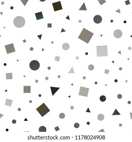 Dark Silver, Gray vector seamless layout with circles rectangles. Illustration with colorful circles, triangles, rectangles. Pattern for design of window blinds, curtains.