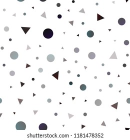 Dark Silver, Gray vector seamless layout with circles, lines. Illustration with set of colorful circles, triangles. Design for textile, fabric, wallpapers.