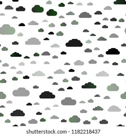 Dark Silver, Gray vector seamless pattern with clouds. Colorful illustration consisted of abstract clouds. Pattern for design of fabric, wallpapers.