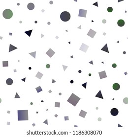 Dark Silver, Gray vector seamless backdrop with lines, circles, rhombus. Illustration with set of colorful circles, triangles, squares. Pattern for design of window blinds, curtains.