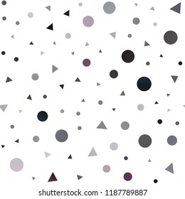 Dark Silver, Gray vector seamless template with crystals, circles. Glitter abstract illustration with spheres, triangular lines. Pattern for design of fabric, wallpapers.