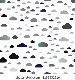 Dark Silver, Gray vector seamless layout with cloudscape. Illustration in abstract style with colorful clouds. Pattern for design of window blinds, curtains.