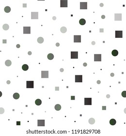 Dark Silver, Gray vector seamless layout with circle spots, cubes. Illustration with set of shining colorful abstract circles, cubes. Pattern for trendy fabric, wallpapers.