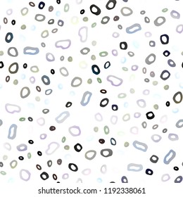Dark Silver, Gray vector seamless layout with circle spots. Blurred bubbles on abstract backdrop with colorful gradient. Pattern for design of window blinds, curtains.