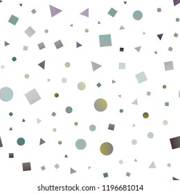 Dark Silver, Gray vector seamless cover in polygonal style with circles. Glitter abstract illustration with spheres, squares, lines. Pattern for design of fabric, wallpapers.