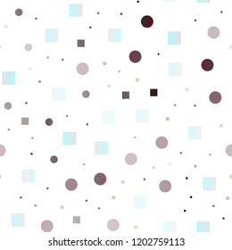 Dark Silver, Gray vector seamless pattern with spheres, squares. Colorful illustration with circles, squares in nature style. Pattern for trendy fabric, wallpapers.