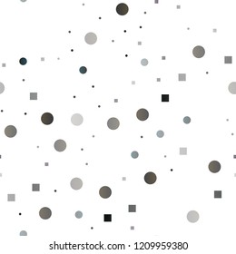 Dark Silver, Gray vector seamless backdrop with dots, spots, cubes. Illustration with set of shining colorful abstract circles, cubes. Pattern for design of window blinds, curtains.