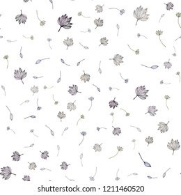 Dark Silver, Gray vector seamless hand painted backdrop. Colorful abstract illustration with leaves in doodle style. Hand painted design for wrapping, wallpaper.