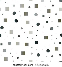 Dark Silver, Gray vector seamless pattern with spheres, squares. Glitter abstract illustration with cubes, circles. Pattern for trendy fabric, wallpapers.
