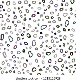 Dark Silver, Gray vector seamless template with spots. Illustration with set of shining colorful abstract circles. Pattern for design of window blinds, curtains.