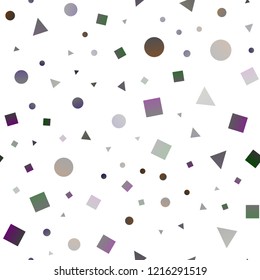 Dark Silver, Gray vector seamless pattern in polygonal style with circles. Illustration with set of colorful circles, triangles, squares. Template for business cards, websites.