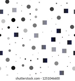 Dark Silver, Gray vector seamless texture with disks, rectangles. Illustration with set of shining colorful abstract circles, cubes. Pattern for trendy fabric, wallpapers.