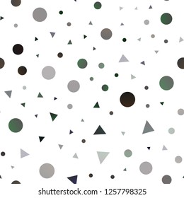 Dark Silver, Gray vector seamless cover in polygonal style with circles. Circles, lines on abstract background with colorful gradient. Design for textile, fabric, wallpapers.